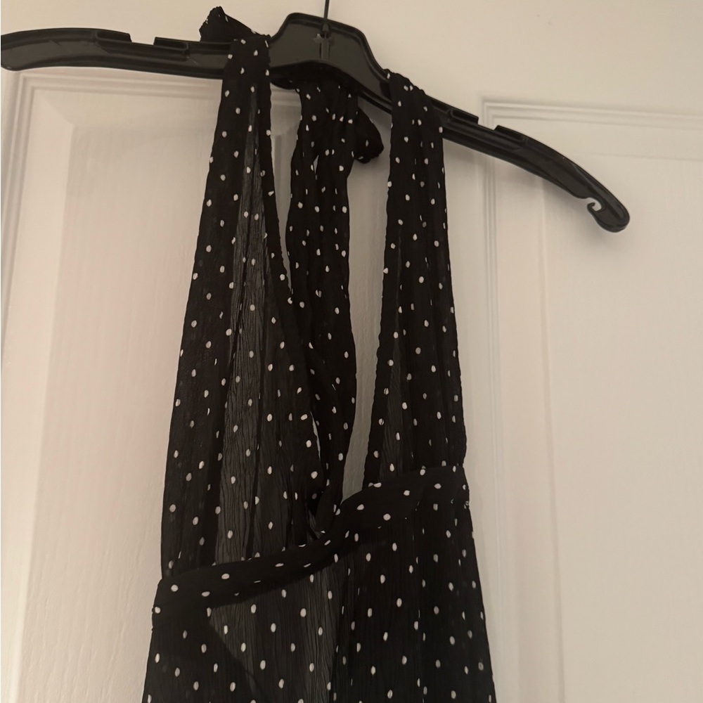 Lioness District Black Polka Dot Halter Dress - Picture 4 of 4